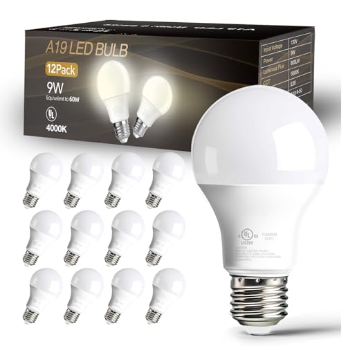 12 Pack LED Bulbs Natural White 4000K (12 Count)