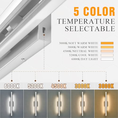 35 Inches Nickel LED Modern Bathroom Vanity Light Fixtures 25W Dimmable 5CCT Vanity Light Bar Over Mirror 3