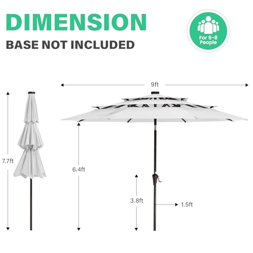 9 ft 3 Tier Outdoor LED Lighted Patio Umbrella w