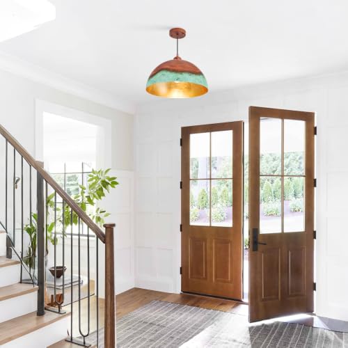 15.7" Metal Dome Pendant Light Industrial Color Painting Lampshade