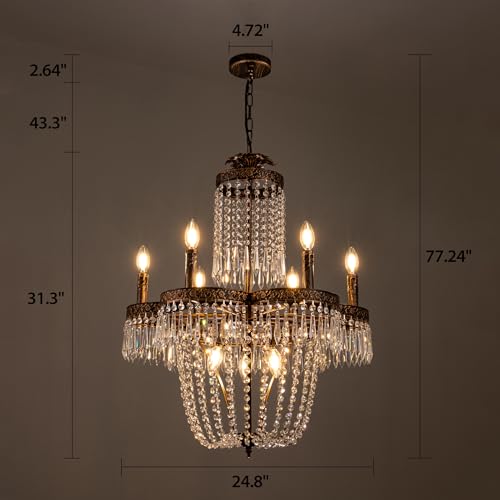 Antique Chandelier French Empire Crystal Chandelier Lighting 25" W
