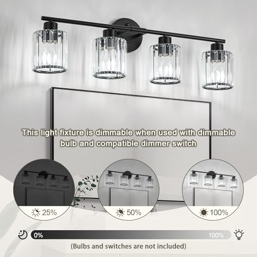 Modern Black Crystal Bathroom Light Fixtures