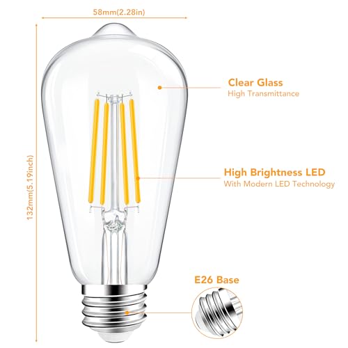 ST58 E26 LED Light Bulbs (4 Count)