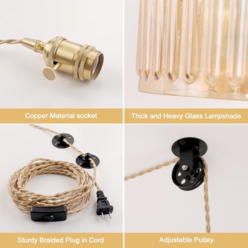 Plug in Pendant Light Hanging Light Fixture Corded On