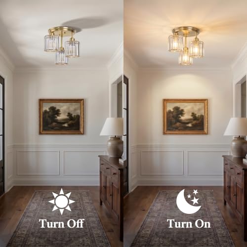 13" Crystal Semi Flush Mount Ceiling Light