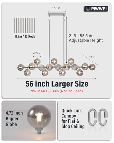 55 Inch Long Chandeliers for Dining Room Kitchen Island
