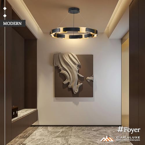 LED Ring Chandelier Modern Black Gold Chandeliers for Dining Room Dimmable