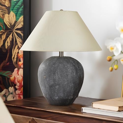 21'' Large Gray Base Ceramic Basin Table Lamp Set of 2 for Bedroom (2 Count)