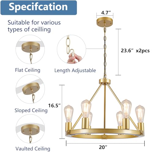 Gold Wagon Wheel Chandelier (6 Count)
