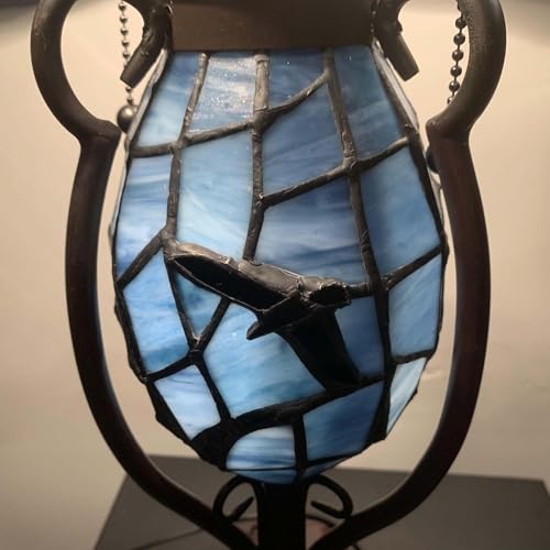 L10954 Raven Tiffany Style Stained Glass Table Lamp