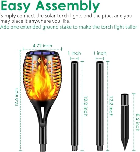 Flickering Flame Solar Torch Lights Outdoor (6 Count)