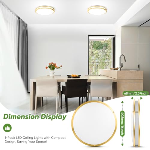 16in 50W LED Flush Mount Ceiling Light 5600lm Super Bright