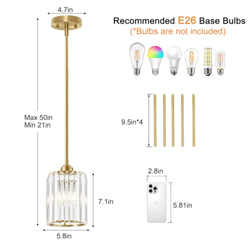 Brushed Gold Pendant Lights Kitchen Island 2 Pack (2 Count)