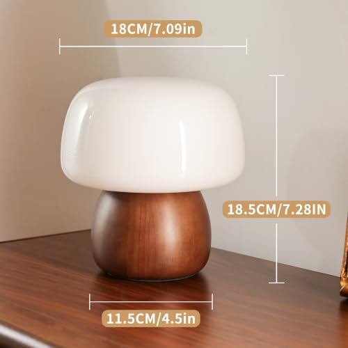 Mid Century Modern Table Lamps for Bedroom Milky White Glass Mushroom Lamp