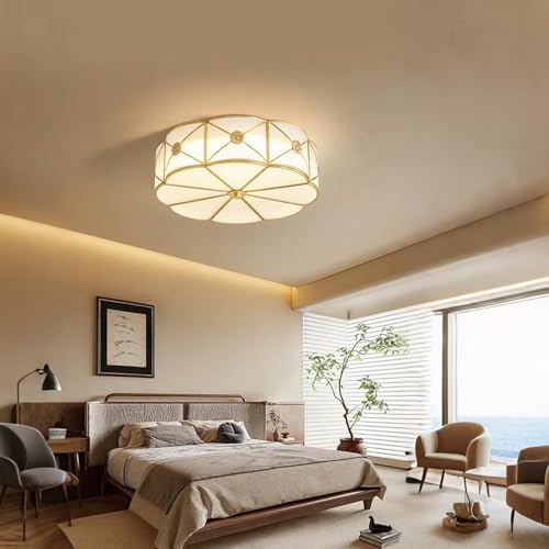 24 in Brass Flush Mount Ceiling Light for Living Room Bedroom