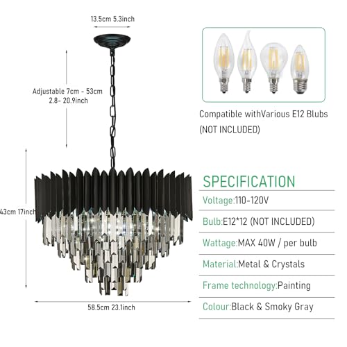 8 Light Large Crystal Chandeliers 24" Dining Room Light Fixture 5