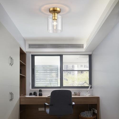 Brass Semi Flush Mount Ceiling Light (2 Count)