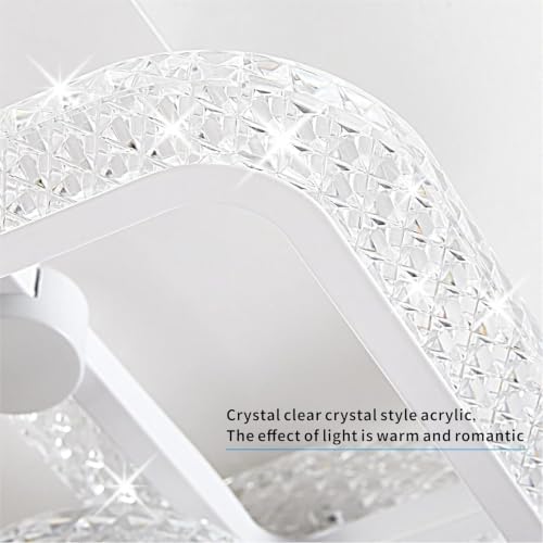 41.3in Modern LED Ceiling Light Fixture Dimmable Crystal Flush Mount Led Ceiling Lights 8 Square Frame with Remote Ceiling Lamps for Living Room Kitchen Bedroom
