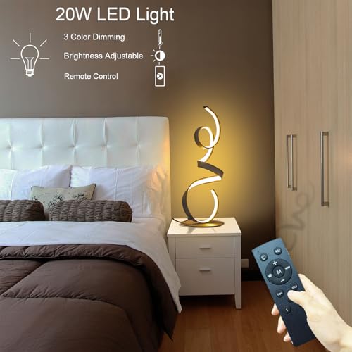 20W 3 Colors Remote Control Dimmable LED Art Table Lamp 21.4 Inch with Touch Switch for Living Room
