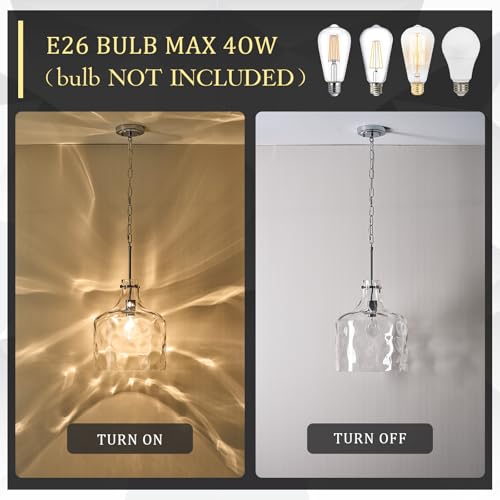 16" Farmhouse Hammered Glass Pendant Light