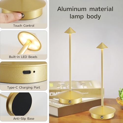 2 Pack Aluminum Cordless Table Lamp (2 Count)