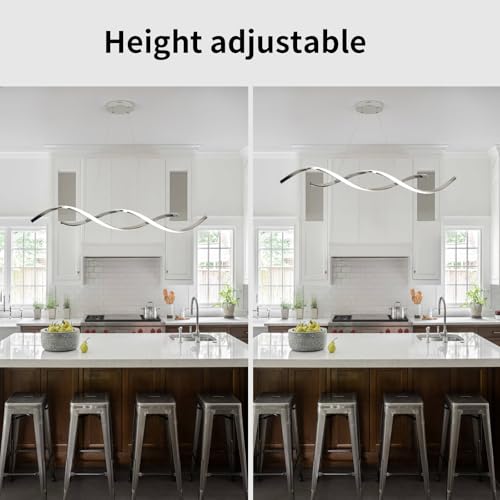 Chrome Dimmable Chandelier Over Tables