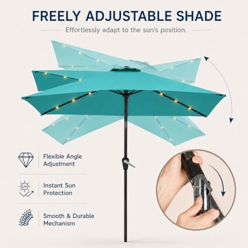 6.5 x 10ft Rectangular Patio Umbrella with Solar Lights