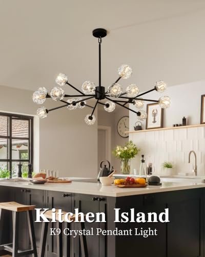 Black Sputnik Chandeliers for Dining Room Light Fixture Over Table