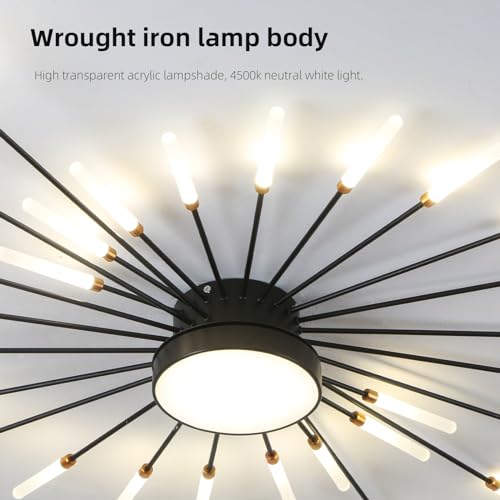 41.3" Ceiling Light Modern Flower Shape Ceiling Lamp for Living Room Dining Room Semi Flush Mount Metal Acrylic Sputnik Firework Petal LED Lighting Fixture
