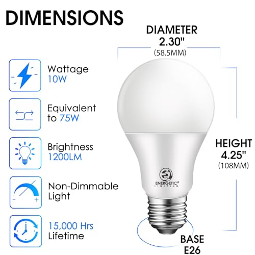 Energetic 75W Equivalent A19 LED Light Bulb (4 Count)