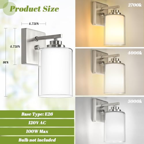 Set of 2 Wall Sconces for Bathroom (2 Count)
