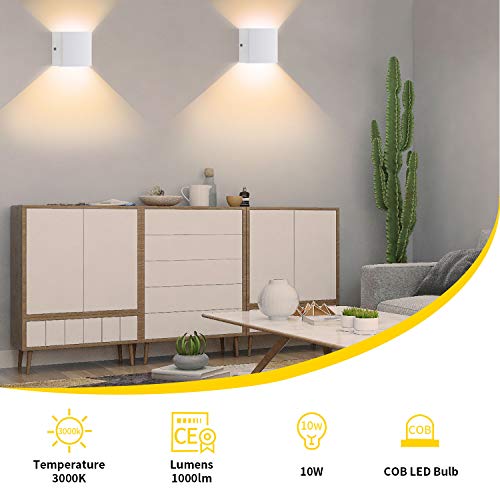 White Mini Metal 10W Warm White Hardwired Up Down LED Wall Sconce (2 Count)