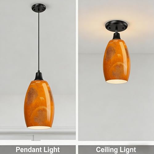 Oval Glass Lamp Shade Cover for Kitchen Pendant Light over Island