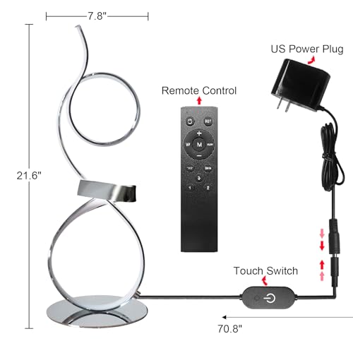 21inch 20W 2700LM Modern Upscale Desk Light 3 Color Wireless Remote Control Dimmer Table Lamp for Living Room