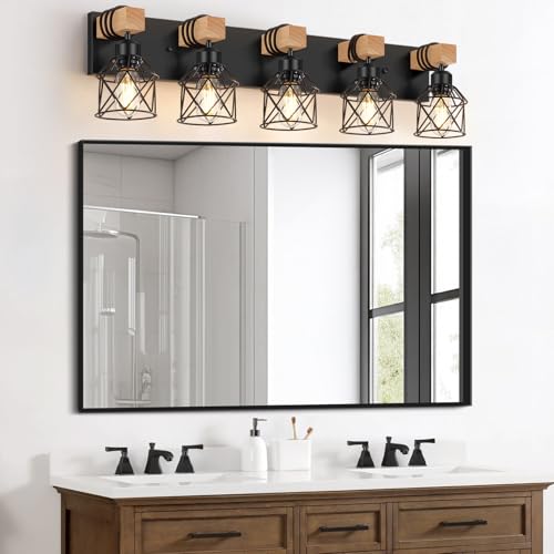 5 Light Black Bathroom Light Fixtures (5 Count)