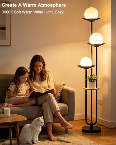 Globe Floor Lamp with Shelf 3 (3 Count)