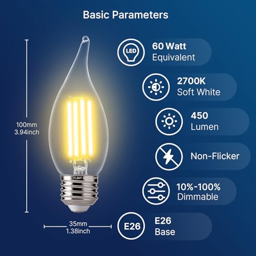 60 Watts Equivalent LED Chandelier Light Bulbs (12 Count)