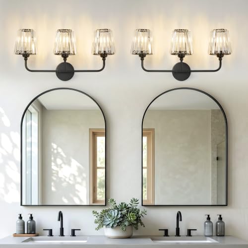 Modern Bathroom Light Fixtures (Matte Black / 3 Light)