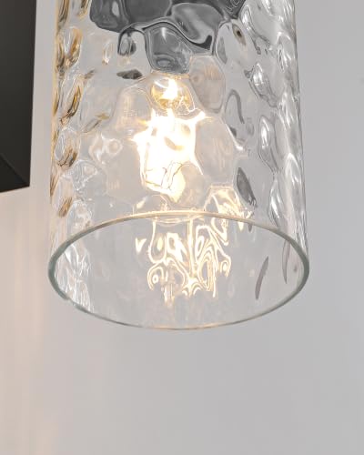 Hammered Glass Wireless Battery Operated Wall Sconces Set of Two Black (2 Count)