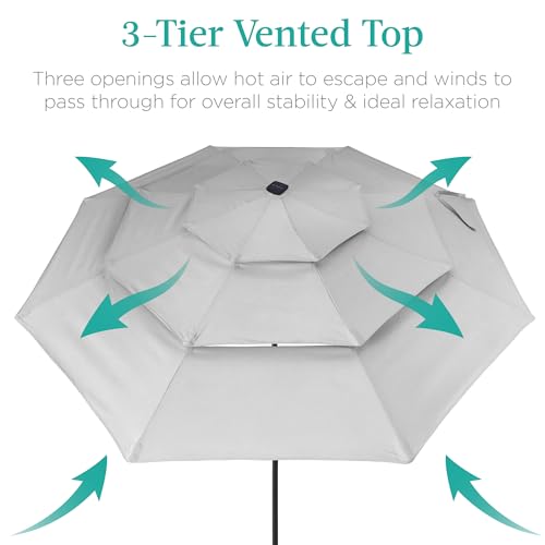 10ft 3 Tier Solar Patio Umbrella