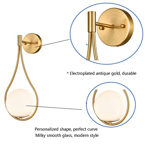 Mid Century Brass Globe Wall Sconce (2 Count)
