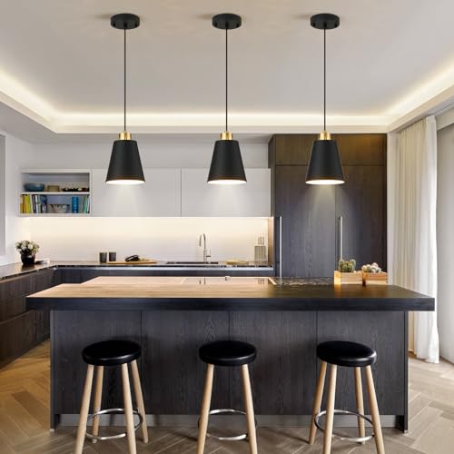 Matte Black Mini Pendant Light 7.87in Cone Kitchen Island Pendant Lighting