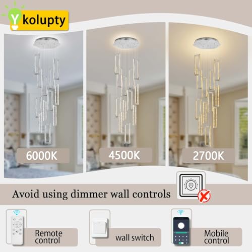 H158 Crystal Rectangle Chandelier 12 Ring Chandeliers for High Ceiling Gold Large Pendant Lighting High Ceiling Light for Living Room Staircase Foyer