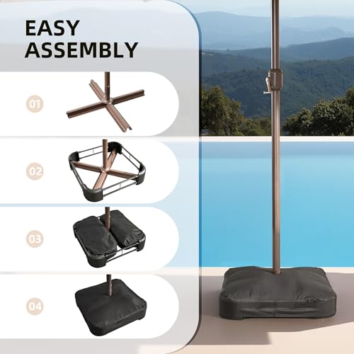 15ft Umbrella Outdoor Patio Solar Lights with Base