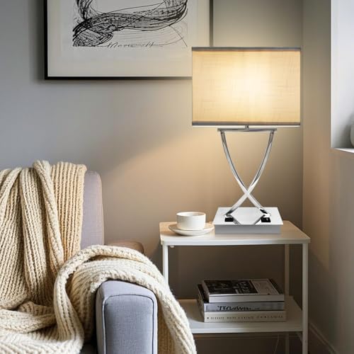 3 Way Touch Dimmable Bedside Lamp 21.38" with USB