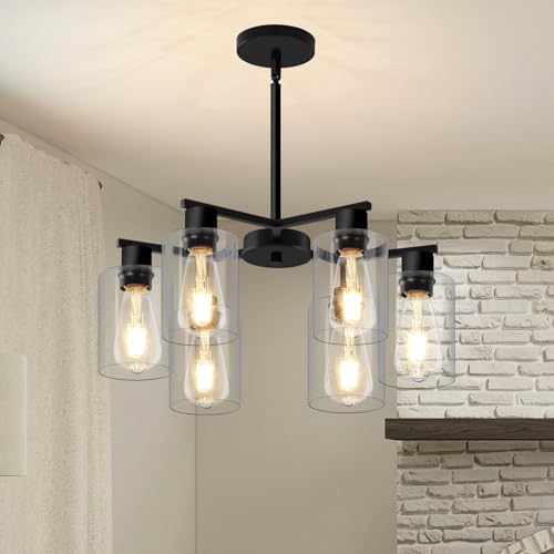 6 Light Black Modern Farmhouse Chandelier Light