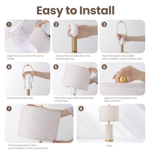 25" Ceramic Touch Table Lamp for bedroom and Living Room Set of 2 White (2 Count)