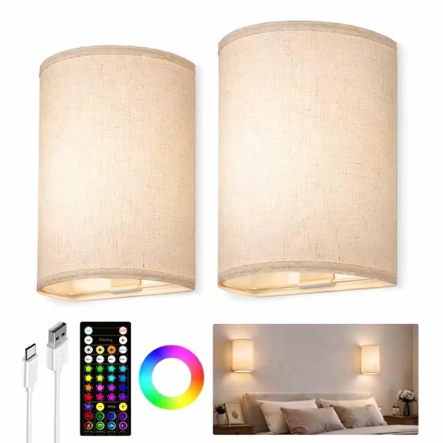Battery Operated Wall Sconce Set of Two with Remote (2 Count)