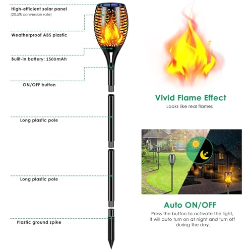 Flickering Flame Solar Torch Lights Outdoor (4 Count)