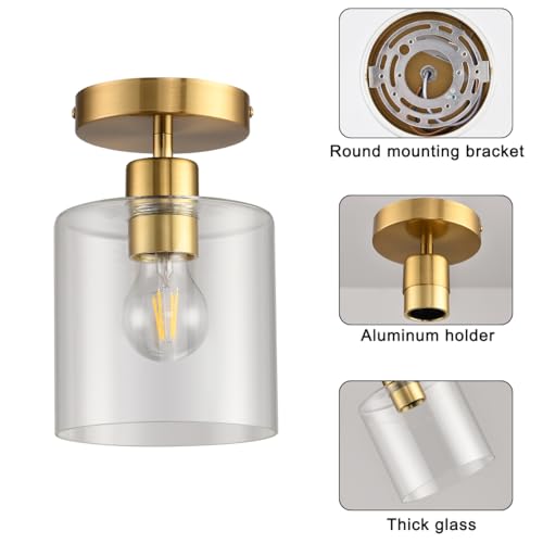 Brass Semi Flush Mount Ceiling Light (2 Count)